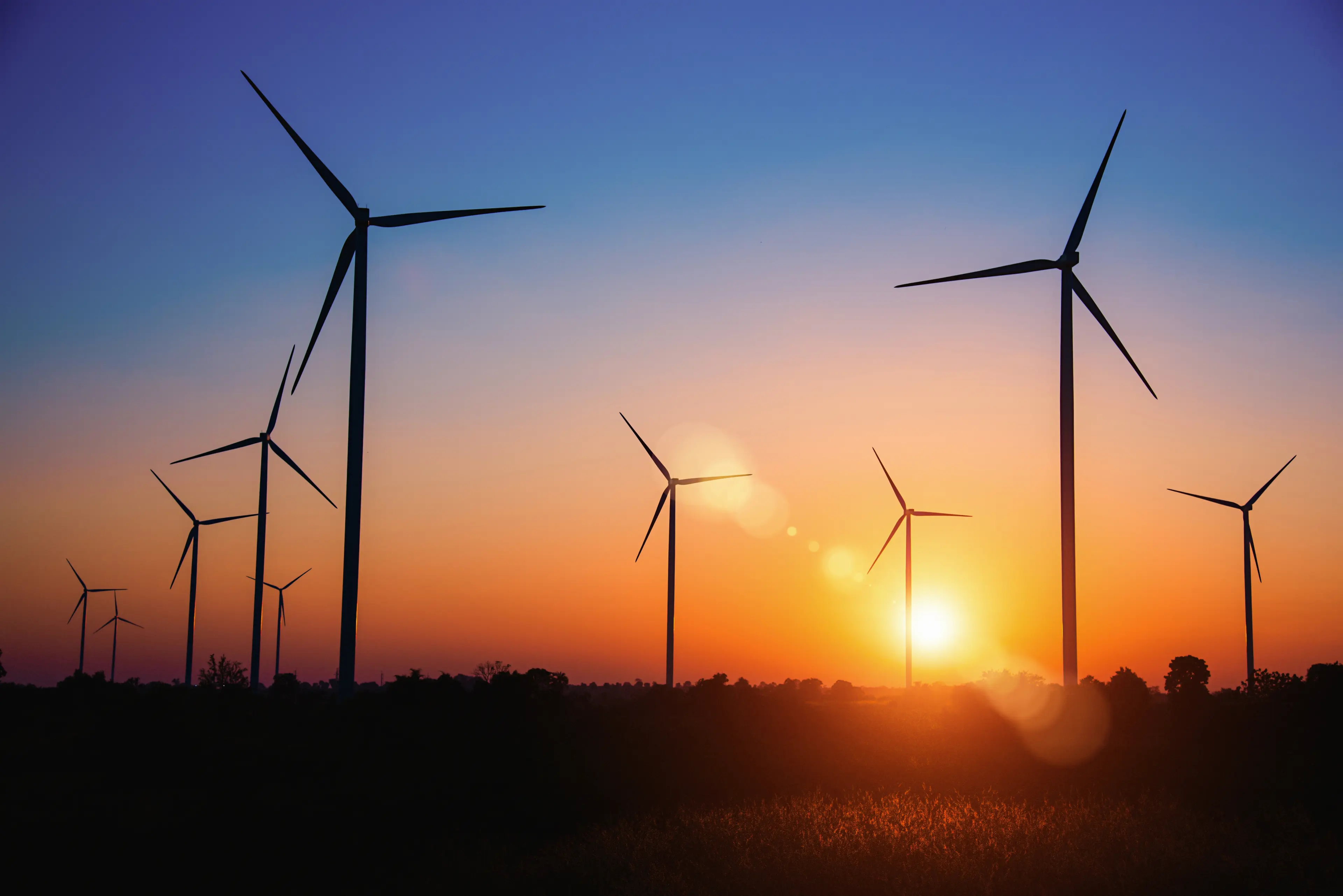 Wind Turbine Blades Sunset