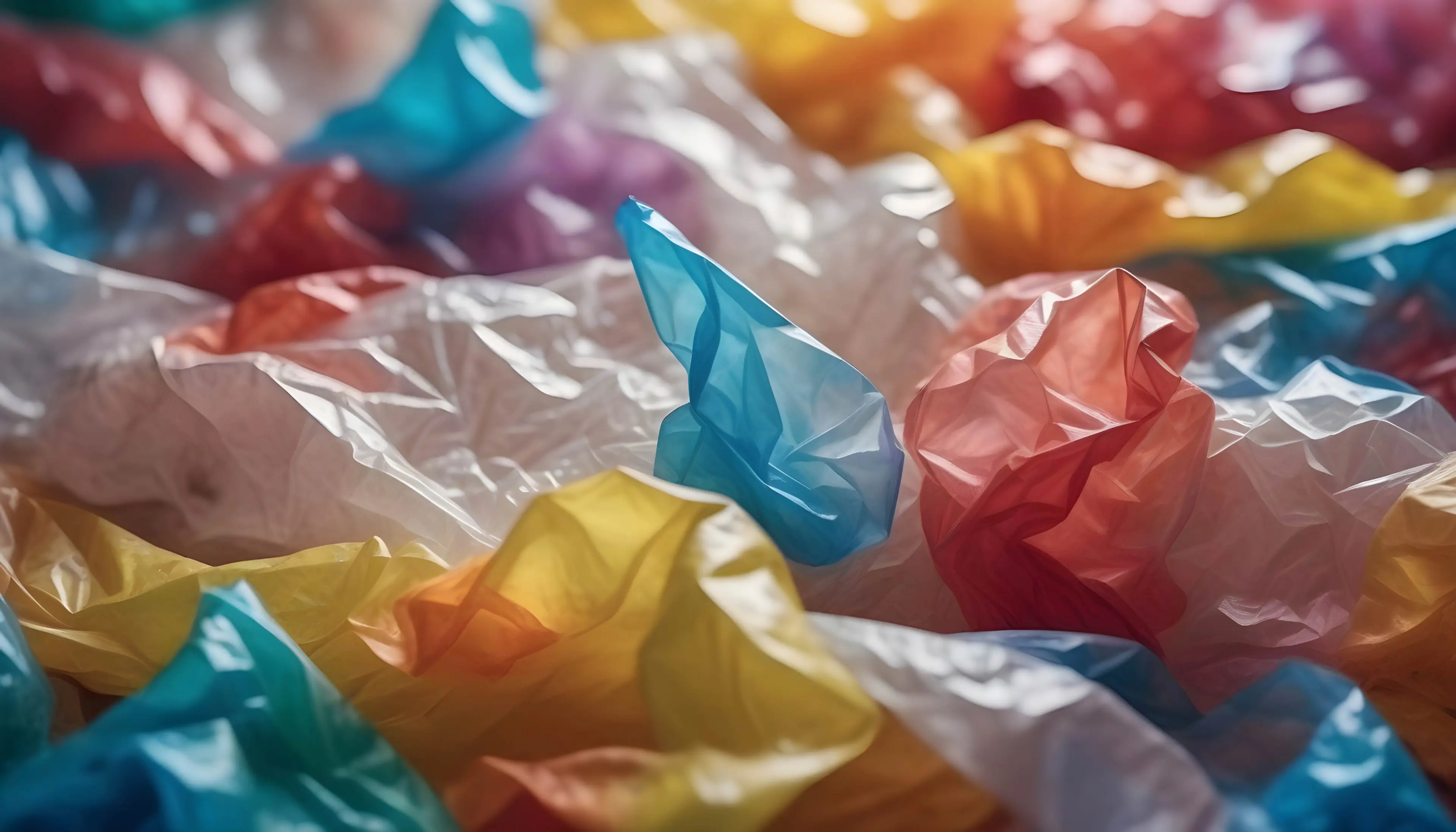 Pile of colourful plastic shopping bags