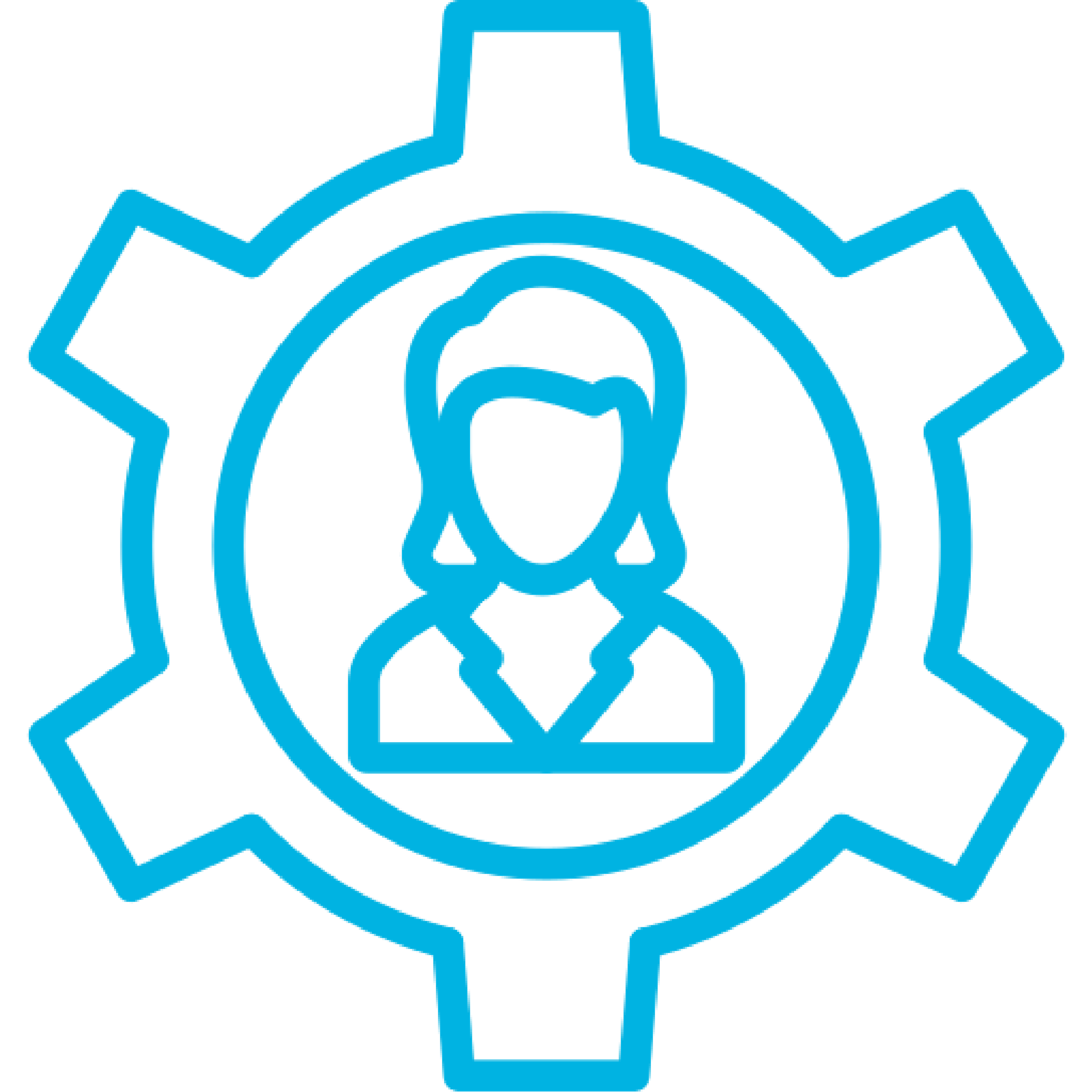 Icon of wheels from a cog with construction worker in the middle